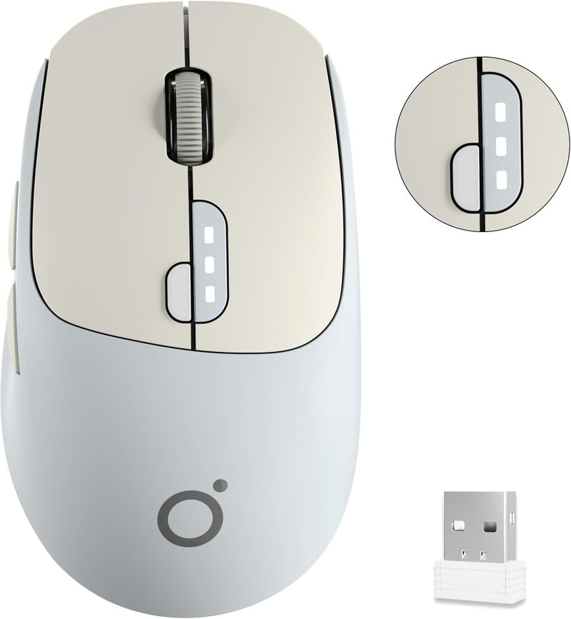 SEUNKWANG EWEADN Q5 Wireless Mouse, Bluetooth & 2.4G Quiet Computer Mouses with 1600 DPI, Battery Level Display, Ergonomic Office Mouse,6 Button Portable Cute Cordless Mice for Laptop/PC/Mac- Grey - Image 1
